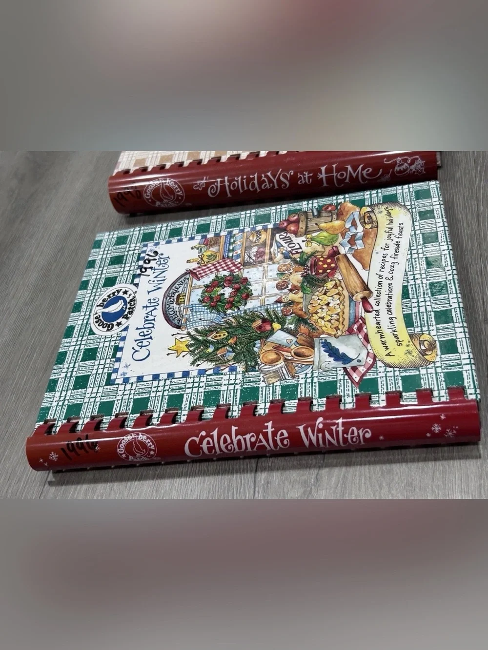 Lot of 2 Gooseberry Patch Cookbooks Celebrate Winter 1996 Holidays at Home 1998